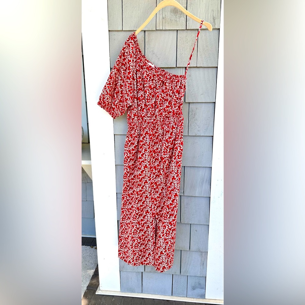 Like New Apiece Apart Palma One Shoulder Dress in Mango Bouqet